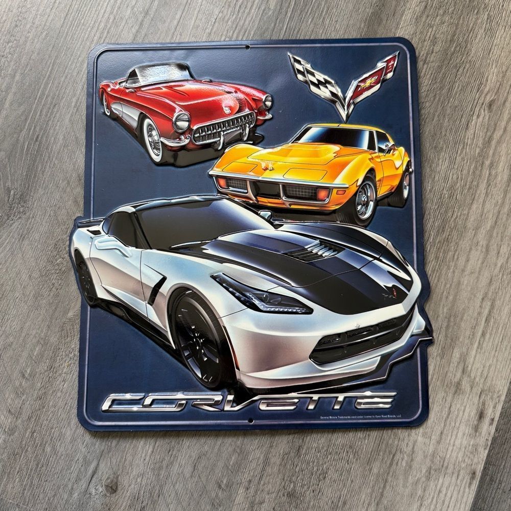 3D Metal Corvette Sign Wall Hanging Man Cave Decor Cars